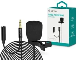 Devia vezetékes influenszer mikrofon - 3,5 mm jack - Devia Smart Series Wired  Microphone - fekete