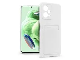 Xiaomi Redmi Note 12 5G/Poco X5 5G szilikon hátlap kártyatartóval - Card Case - fehér