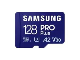 SAMSUNG Memóriakártya, PRO Plus microSDXC kártya 128GB, CLASS 10, UHS-I, U3, V30, A2, + Adapter, R180/W130