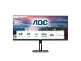 AOC VA monitor U34V5C/BK, 3440x1440, 21:9, 300cd/m2, 1ms, HDMI/DisplayPort/USB-C/4xUSB, hangszóró