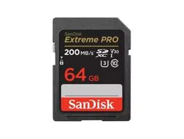 SANDISK 121595, SDXC EXTREME PRO KÁRTYA 64GB, 200/90 MB/s , UHS-I, Class 10, U3, V30