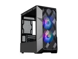 COOLER MASTER Ház Micro ATX MasterBox TD300 MESH, 2db ARGB Ventilátorral, Tápegység nélkül, Edzett Üveg, fekete