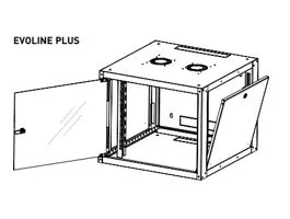 Legrand EVO12U6045P Evoline+ 19&quot; 12U 600x450mm levehető oldallapos üvegajtós egyrészes fali rack szekrény