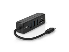 NEDIS USB hub 1x USB-C 3x USB A Aljzat 5-Port port(s) USB 3.2 Gen 1 USB-áramellátású 5 Gbps SD  MicroSD (CCGB64250BK01)