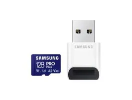 SAMSUNG Memóriakártya, PRO Plus + Reader microSDXC 128GB, CLASS 10, UHS-I, U3, V30, A2, R180/W130