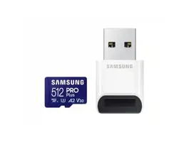 SAMSUNG Memóriakártya, PRO Plus + Reader microSDXC 512GB, CLASS 10, UHS-I, U3, V30, A2, R180/W130