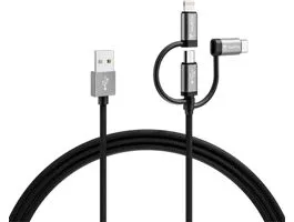 Varta 57937101111 2m 12W 3in1 USB A - Lightning/microUSB/Type C adat- és töltőkábel