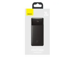 Baseus Bipow kijelzős Power Bank PPBD050401 30.000mAh, 20W, fekete (Micro-USB kábel, 25cm) (BAS618278)