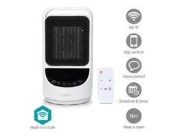 NEDIS SmartLife kerámia PTC ventilátorfűtő Wi-Fi 1500 W 2 Hőbeállítások Oszcilláló Kijelző 10 - 49 °C Android / IOS (HTF