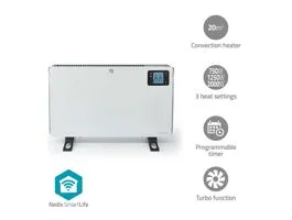 NEDIS SmartLife Konvektor Wi-Fi 2000 W 3 Hőbeállítások LCD 5 - 37 °C Állítható hőmérséklet Fehér (HTCO50WTW)