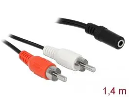 DeLock Audio Cable 2x RCA male to 1x 3.5mm 3 pin Stereo Jack 1,4m