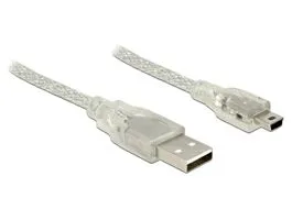 DeLock USB 2.0 Type-A male  USB 2.0 Mini-B male 1m transparent