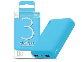 Univerzális hordozható, asztali akkumulátor töltő - Juice ECO 3 Power Bank -  2xUSB +Type-C - 10.000 mAh - világos kék