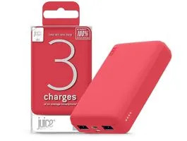 Univerzális hordozható, asztali akkumulátor töltő - Juice ECO 3 Power Bank -  2xUSB +Type-C - 10.000 mAh - piros