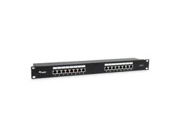 Equip Patch Panel - 326417 (16 port, Cat6, 1U, árnyékolt, fekete)