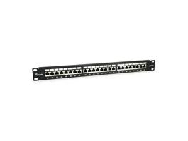 Equip Patch panel - 326625 (24 port, Cat6A, 1U, árnyékolt, fekete)