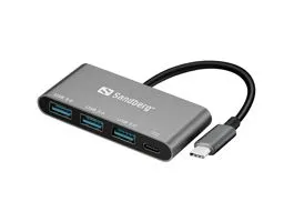 Sandberg USB Hub - USB-C to 3xUSB 3.0 Hub + PD (USB-C bemenet, USB-C+3xUSB3.0 kimenet)
