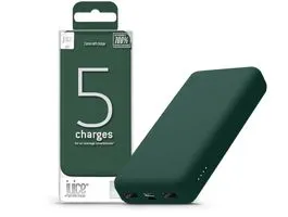 Univerzális hordozható, asztali akkumulátor töltő - Juice ECO 5 Power Bank -  2xUSB + Type-C - 15.000 mAh - zöld