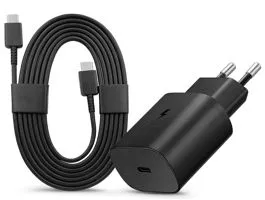 Samsung gyári hálózati töltő adapter Type-C bemenettel + 1,8 m-es Type-C -   Type-C kábel - 25W - EP-TA800EBE + EP-DW767