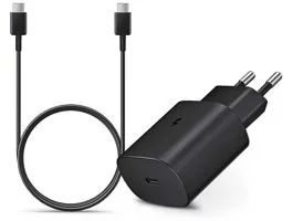 Samsung gyári hálózati töltő adapter Type-C bemenettel + 1 m-es Type-C - Type-C kábel - 25W - EP-TA800EBE + EP-DA705BBE