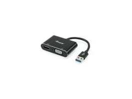 Equip Átalakító Kábel - 133386 (USB3.0 - VGA+HDMI, apa/anya, 1920x1080/60Hz, fekete)