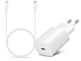 Samsung gyári hálózati töltő adapter Type-C bemenettel + 1 m-es Type-C - Type-C kábel - 25W - EP-TA800EWE + EP-DA705BWE