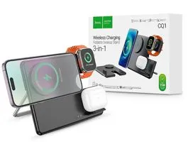 HOCO Qi univerzális vezeték nélküli töltő állomás Apple Watch órához - HOCO CQ1 3in1 Wireless Charger Phone + Apple Watc