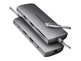 AXAGON HMC-8HLSA USB-C 3.2 Gen 1 3x USB-A + 4K/30Hz HDMI + SD/microSD GLAN Audio PD 100W hub