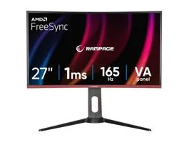 Rampage Monitor 27&quot; - VOYAGER (VA, 165Hz, 1ms, 16:9, 1920x1080, 250cd/m2, 2xHDMI, DisplayPort, fekete, FreeSync, ívelt)