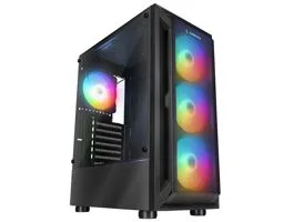 Rampage Számítógépház - SHIVA  (fekete, ablakos, ATX/Micro ATX/Mini-ITX, alsó táp, 4x120mm LED)