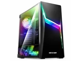 Spirit of Gamer Számítógépház - CLONE 4 Black (fekete, ablakos, 8x12cm ventilátor, alsó táp,  ATX, 1xUSB3.0, 2xUSB2.0)