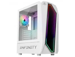 Spirit of Gamer Számítógépház - INFINITY White (fekete, ablakos, 8x12cm ventilátor, alsó táp,  ATX, 1xUSB3.0, 2xUSB2.0)