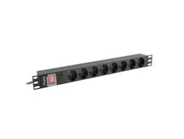 NET 19&quot; PDU/elosztósor 1U 16A 2m 8x Schuko aljzat, fekete