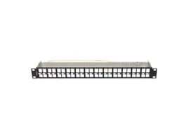 NET Lanberg Üres patch panel 48 port 1U 19&quot; FTP, árnyékolt, tehermentesítővel, fekete