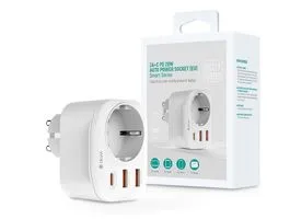 Devia hálózati csatlakozóaljzat 2xUSB + Type-C PD kimenettel - Devia Smart   Series 2A+C PD 20W Auto Power Socket - fehé