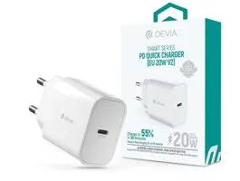 Devia hálózati töltő adapter Type-C bemenettel - 20W - Devia Smart Series PD  Quick Charger V2 - fehér