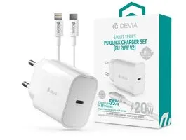 Devia hálózati töltő adapter Type-C bemenettel + Type-C - Lightning kábel - 20W - Devia Smart Series PD Quick Charger V2