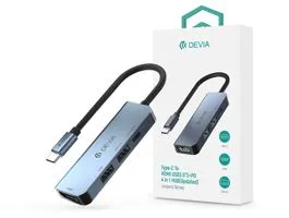 Devia USB Type-C - 2xUSB 3.0 + PD + HDMI elosztó/adapter - Devia Leopard 4in1  Hub (Updated) - szürke