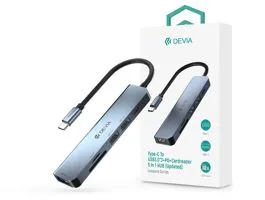 Devia USB Type-C - 3xUSB 3.0 + PD + Kártyaolvasó elosztó/adapter - Devia Leopard5in1 Hub (Updated) - szürke