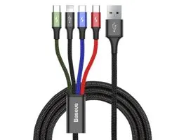 Baseus CA1T4-B01 Fast 4in1 1,2m 3,5A 2xUSB C/Lightning/micro USB fekete adat- és töltőkábel