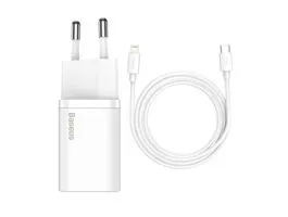 Baseus TZCCSUP-B02 Super Si 1C 20W fehér gyorstöltő + 1m USB C/Lightning kábel