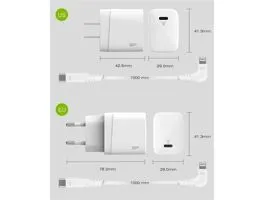 Silicon Power Telefon töltő - QM10 Type-C töltő + LK20CL Type-C -Lightning Kábel (18W töltő, 1m kábel, EU verzió)