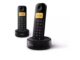 Philips DECT TELEFON fekete 300mAh 2 kézibeszélő (D1602B/53)