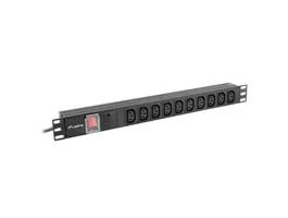 NET 19&quot; PDU/elosztósor 1U 10A 2m 10X IEC C13 aljzat, fekete C14