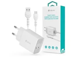 Devia Smart 2xUSB hálózati töltő adapter + USB - micro USB kábel 1 m-es     vezetékkel - Devia Smart Series Charger Suit