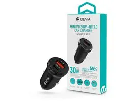 Devia szivargyújtó töltő adapter USB + Type-C bemenettel - 30W - Devia Smart  Series Mini PD 30W + QC 3.0 Car Charge - f