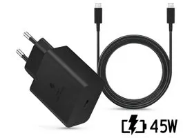 Samsung gyári hálózati töltő adapter Type-C bemenettel + 1,8 m-es Type-C -   Type-C kábel - 45W - EP-TA845XBEG PD.3.0 Su