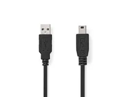 NEDIS USB kábel USB 2.0 USB-A Dugasz USB Mini-B 5 Érintkezős Dugasz 480 Mbps Nikkelezett 1.00 m Kerek PVC Fekete Label (