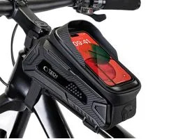 Univerzális kerékpárra szerelhető, por- és cseppálló telefontartó táska -    Tech-Protect V2 Bike Mount L Size - fekete