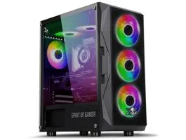 Spirit of Gamer Számítógépház - Rogue VII RGB (fekete, ablakos, 6x12cm ventilátor, alsó táp,  ATX, 1xUSB3.0, 2xUSB2.0)